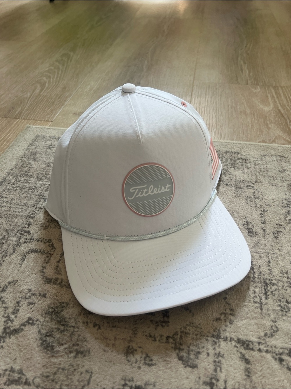 White & Soft Pink Titleist Hat Adjustable - Boardwalk Rope